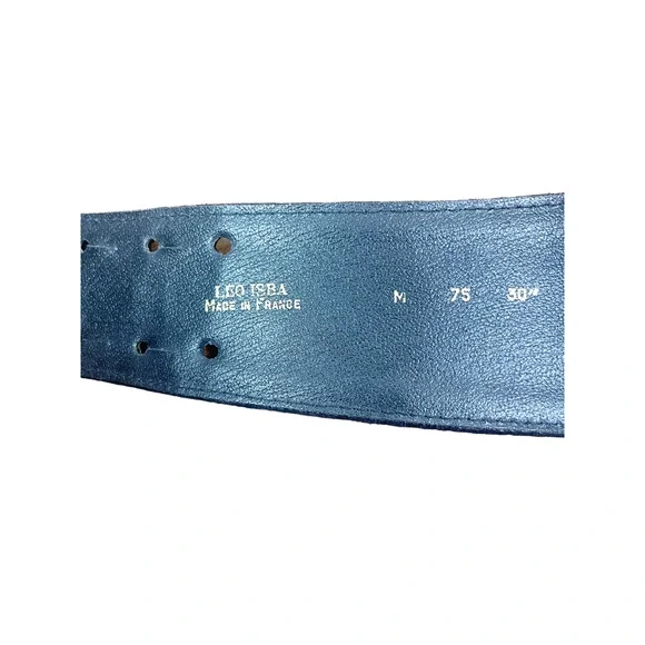 Leo Isba Vintage 1980's Suede Patchwork Jeweled Leopard Waist Cincher Belt - Picture 8 of 8